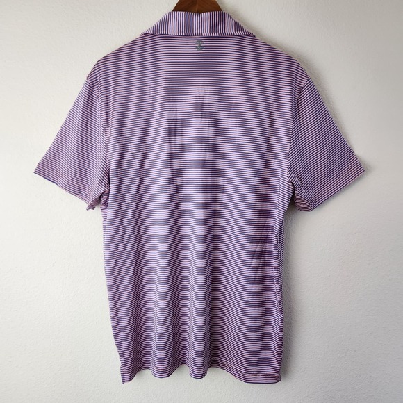 IZOD Golf Shirt Men's Medium Pink Blue Pin Stripes - Picture 2 of 7